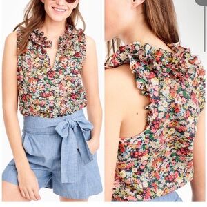 J. Crew Floral Ruffle Blouse - Multicolor